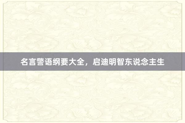 名言警语纲要大全，启迪明智东说念主生